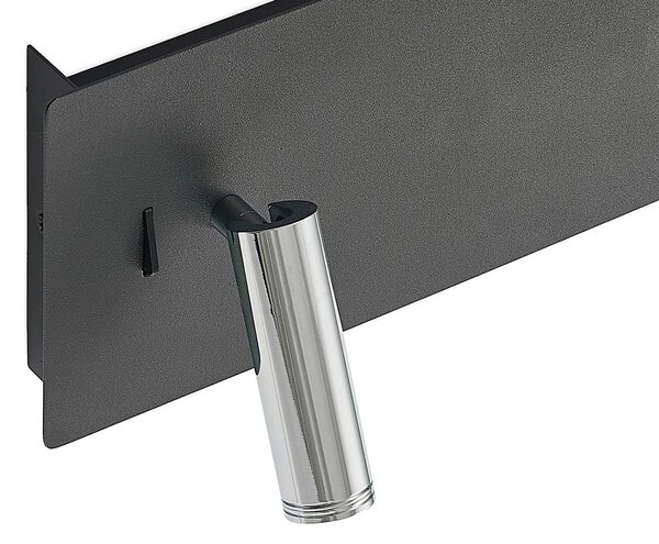 Lucande LED fali lámpa Kimo, 32 cm, fekete, alumínium, USB, Fekete, Nappali / Étkező, fém, Modern