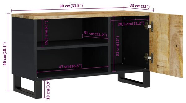 Tömör mangó- és szerelt fa TV-szekrény 80 x 33 x 46 cm