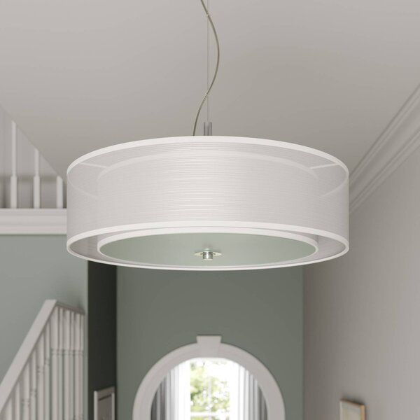Lindby függőlámpa Pikka, fehér, textil, Ø 50 cm, E27, dimmelhető, Fehér / opál, Nappali / Étkező, Textil / szövet / selyem, Modern