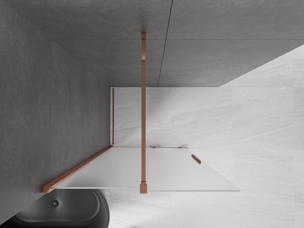 Mexen Velar, zuhany paraván tolóajtóval Walk-in 85 x 200 cm, 8 mm-es matt üveg, rózsaszín arany, 871-085-000-33-60