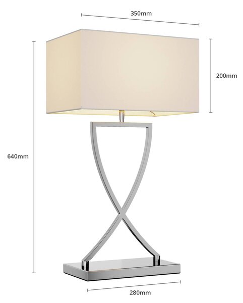 Lucande Evaine asztali lámpa, króm/fehér, fém, 66 cm, E27, Króm / ezüst, Nappali / Étkező, fém, Modern