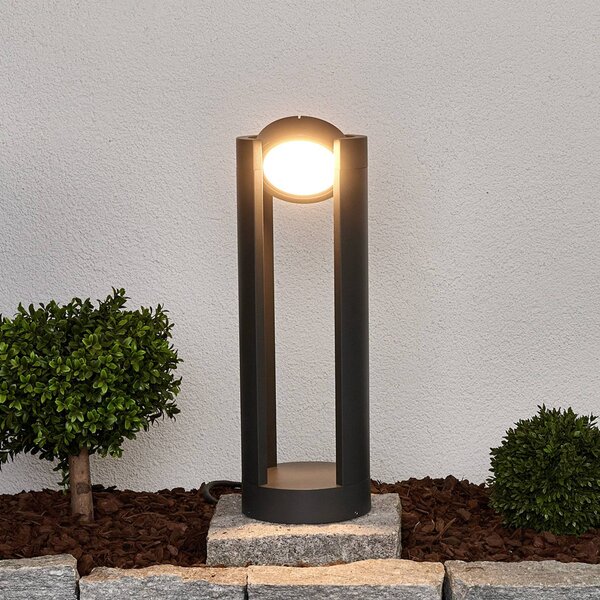 Lucande LED állólámpa Dylen, szürke, fém, 50cm, IP65, Fekete, Alumínium, Modern
