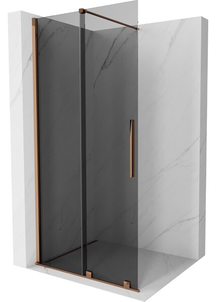 Mexen Velar, zuhany paraván tolóajtóval Walk-in 70 x 200 cm, 8mm szürke üveg, rózsaszín arany, 871-070-000-43-60