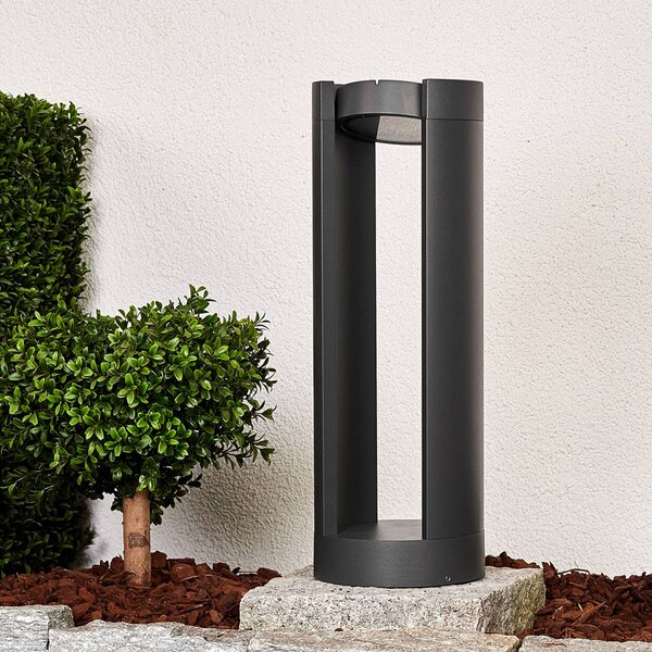 Lucande LED állólámpa Dylen, szürke, fém, 50cm, IP65, Fekete, Alumínium, Modern