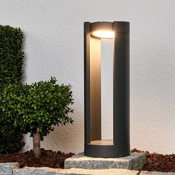 Lucande LED állólámpa Dylen, szürke, fém, 50cm, IP65, Fekete, Alumínium, Modern