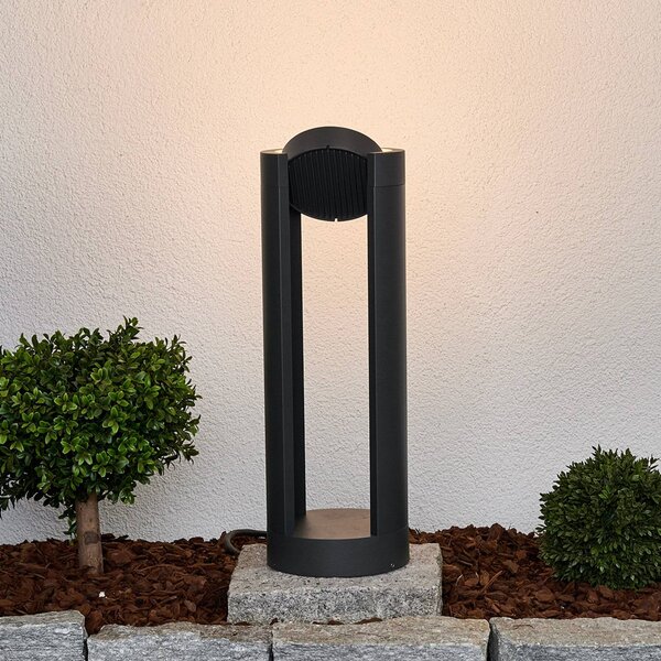 Lucande LED állólámpa Dylen, szürke, fém, 50cm, IP65, Fekete, Alumínium, Modern