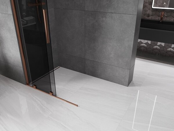 Mexen Velar, zuhany paraván tolóajtóval Walk-in 70 x 200 cm, 8mm szürke üveg, rózsaszín arany, 871-070-000-43-60