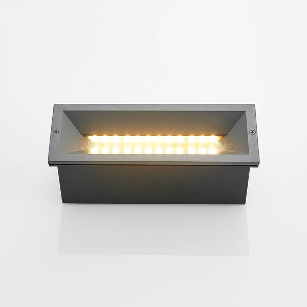 Lucande LED-es fali lámpa Jaano, antracit, alumínium, IP65, Fekete, Alumínium, Modern