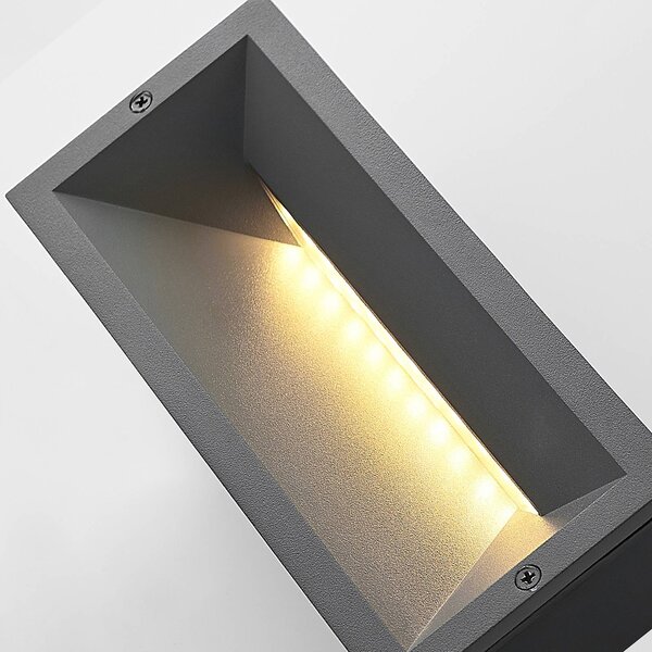 Lucande LED-es fali lámpa Jaano, antracit, alumínium, IP65, Fekete, Alumínium, Modern