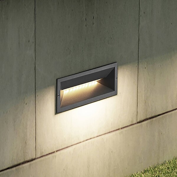 Lucande LED-es fali lámpa Jaano, antracit, alumínium, IP65, Fekete, Alumínium, Modern