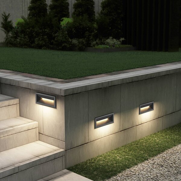 Lucande LED-es fali lámpa Jaano, antracit, alumínium, IP65, Fekete, Alumínium, Modern