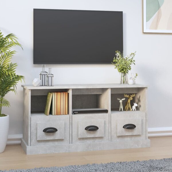 Betonszürke szerelt fa TV-szekrény 100x35x50 cm