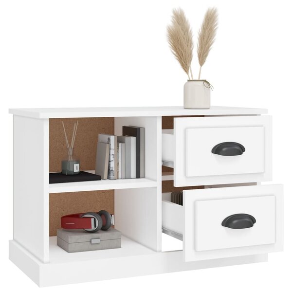 Fehér szerelt fa TV-szekrény 73 x 35,5 x 47,5 cm