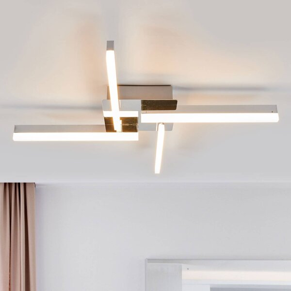 Lindby LED mennyezeti lámpa Patrik, 59 cm, 4 lámpás, króm, IP44, Króm / ezüst, Fürdőszoba, fém, Modern