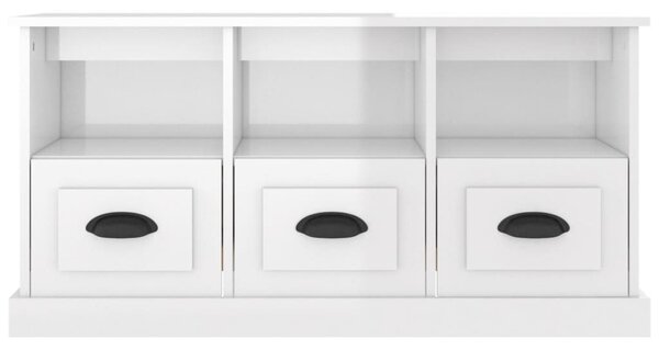 Fehér magasfényű szerelt fa TV-szekrény 100x35x50 cm