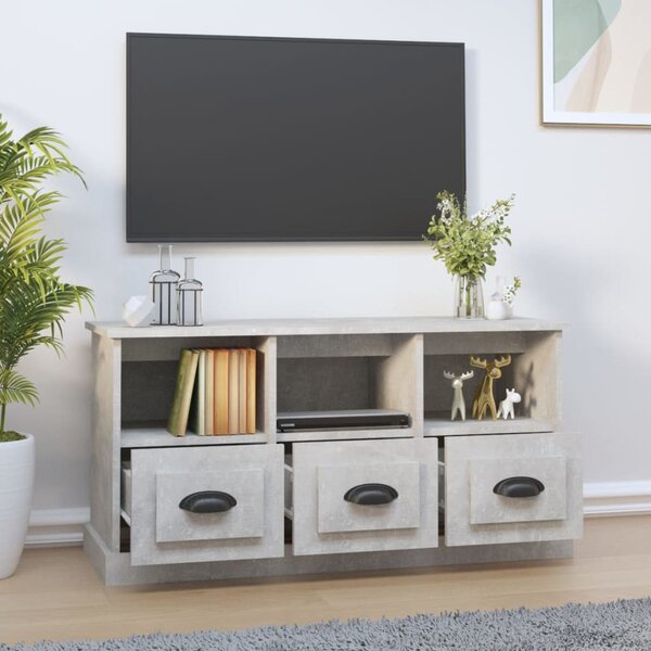Betonszürke szerelt fa TV-szekrény 100x35x50 cm