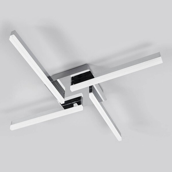 Lindby LED mennyezeti lámpa Patrik, 59 cm, 4 lámpás, króm, IP44, Króm / ezüst, Fürdőszoba, fém, Modern