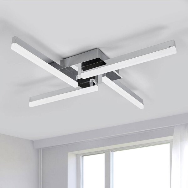 Lindby LED mennyezeti lámpa Patrik, 59 cm, 4 lámpás, króm, IP44, Króm / ezüst, Fürdőszoba, fém, Modern