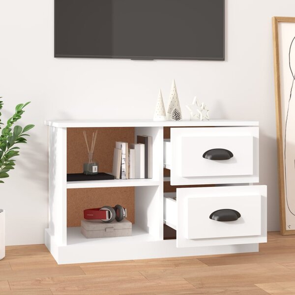 Fehér szerelt fa TV-szekrény 73 x 35,5 x 47,5 cm