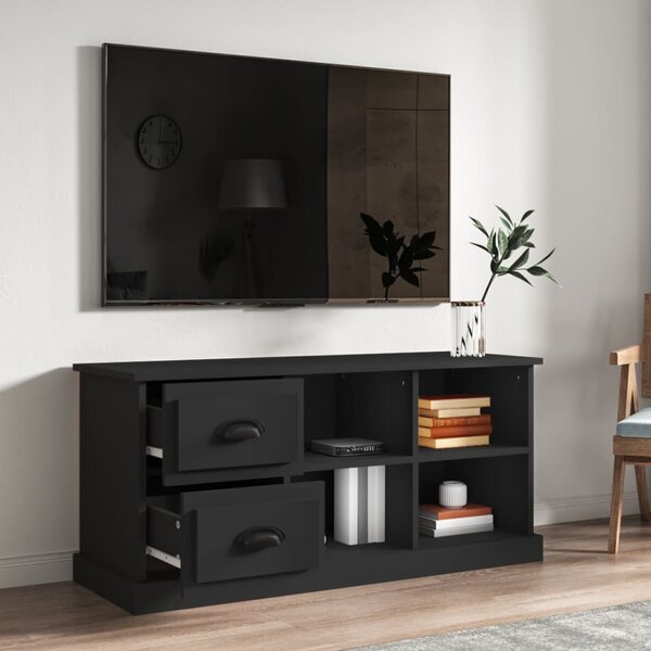 Fekete szerelt fa TV-szekrény 102 x 35,5 x 47,5 cm