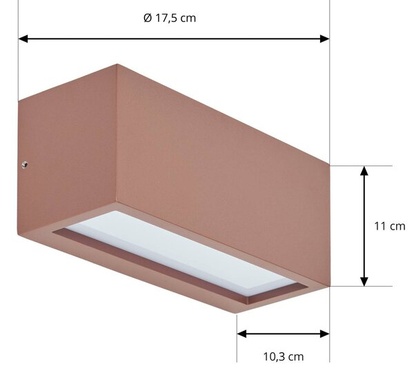 Lucande Bente kültéri fali lámpa, rozsdás színű, szélesség 25 cm, IP54, dimmelhető, Barna / rozsda, Alumínium, Modern