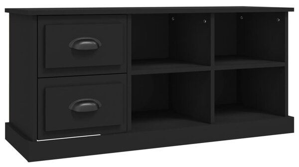 Fekete szerelt fa TV-szekrény 102 x 35,5 x 47,5 cm