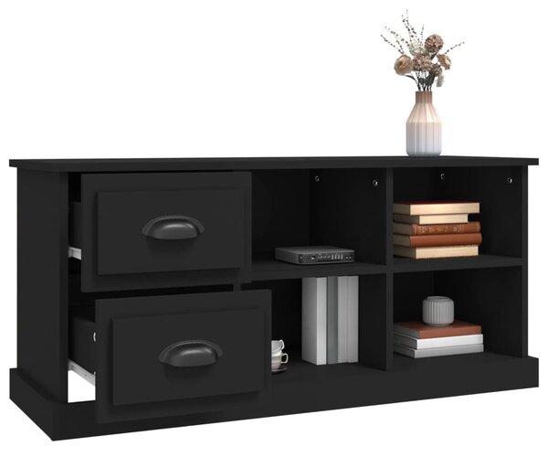 Fekete szerelt fa TV-szekrény 102 x 35,5 x 47,5 cm
