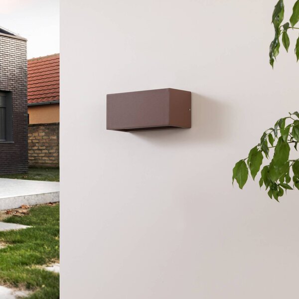 Lucande Bente kültéri fali lámpa, rozsdás színű, szélesség 25 cm, IP54, dimmelhető, Barna / rozsda, Alumínium, Modern