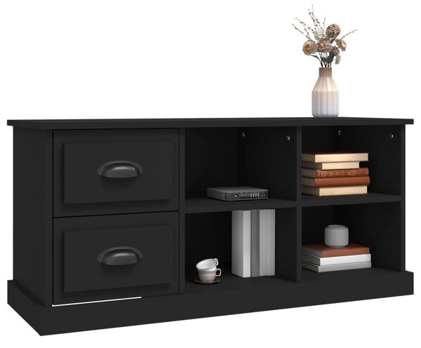 Fekete szerelt fa TV-szekrény 102 x 35,5 x 47,5 cm