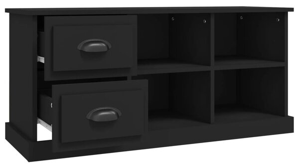 Fekete szerelt fa TV-szekrény 102 x 35,5 x 47,5 cm