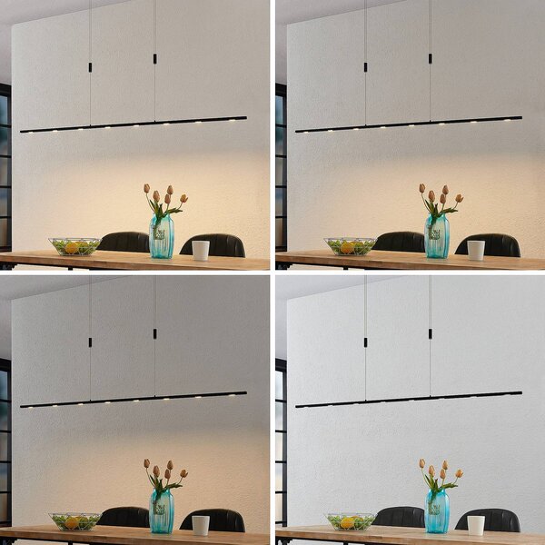 Lucande Stakato LED függő lámpa, 180 cm, 8 izzós, dimmelhető, dimmelhető, Fekete, Nappali / Étkező, fém, Modern