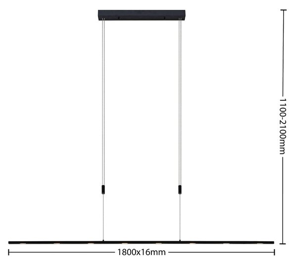 Lucande Stakato LED függő lámpa, 180 cm, 8 izzós, dimmelhető, dimmelhető, Fekete, Nappali / Étkező, fém, Modern