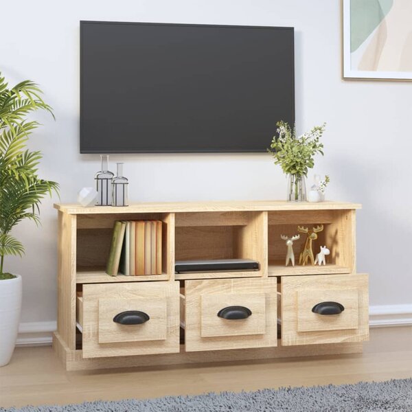 Sonoma tölgy színű szerelt fa TV-szekrény 100x35x50 cm