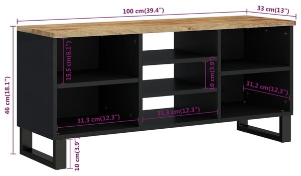 Tömör mangó- és szerelt fa TV-szekrény 100 x 33 x 46 cm