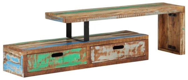Tömör újrahasznosított fa TV-állvány (118-200) x 30 x 40 cm