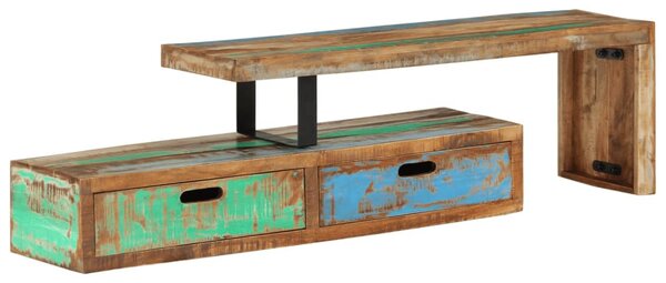 Tömör újrahasznosított fa TV-állvány (118-200) x 30 x 40 cm