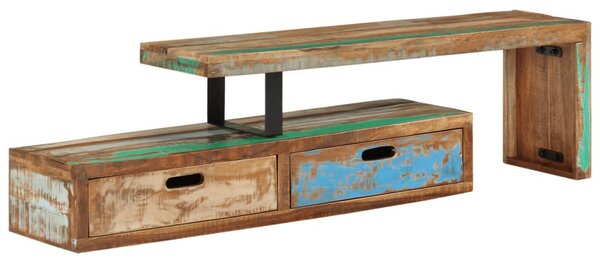 Tömör újrahasznosított fa TV-állvány (118-200) x 30 x 40 cm