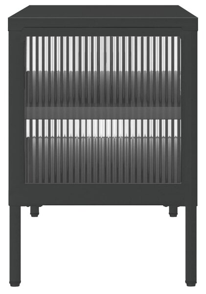 Fekete üveg és acél TV-szekrény 105 x 35 x 50 cm