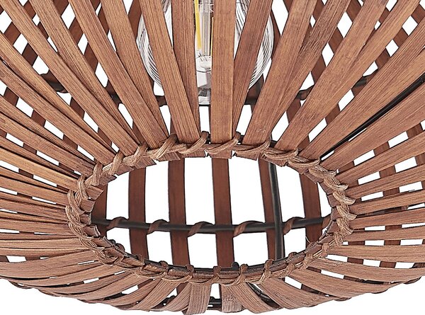 Lindby Majeora mennyezeti lámpa, Ø 40 cm, barna, bambusz, dimmelhető, Sötét fa, Nappali / Étkező, Bambusz, Skandináv