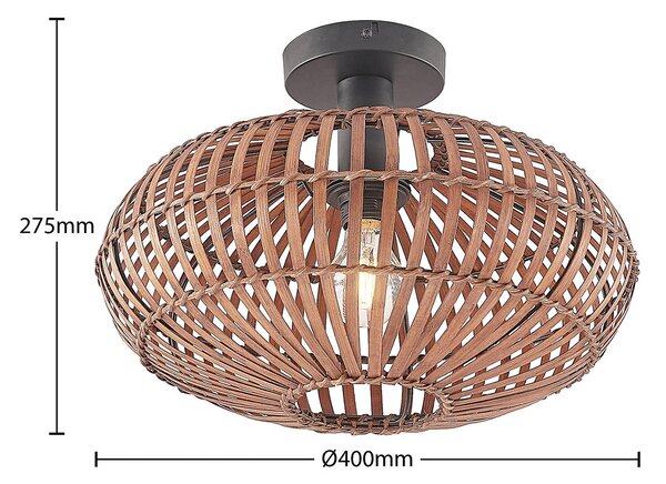 Lindby Majeora mennyezeti lámpa, Ø 40 cm, barna, bambusz, dimmelhető, Sötét fa, Nappali / Étkező, Bambusz, Skandináv