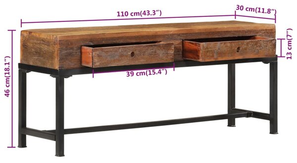 Tömör újrahasznosított fa TV-szekrény 110 x 30 x 46 cm