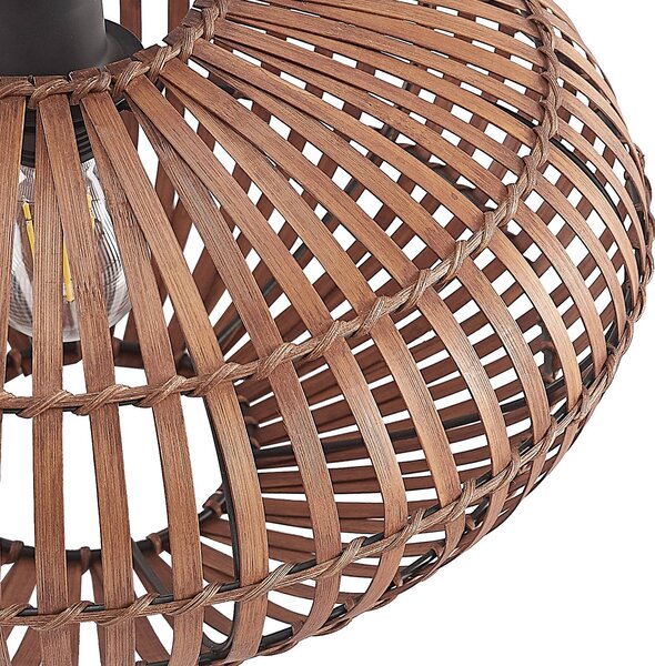 Lindby Majeora mennyezeti lámpa, Ø 40 cm, barna, bambusz, dimmelhető, Sötét fa, Nappali / Étkező, Bambusz, Skandináv