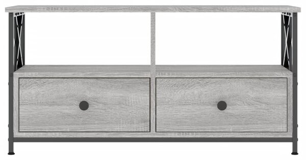 Szürke sonoma színű szerelt fa és vas TV-szekrény 90x33x45 cm