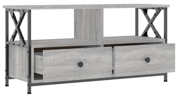 Szürke sonoma színű szerelt fa és vas TV-szekrény 90x33x45 cm