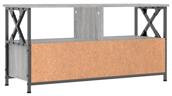 Szürke sonoma színű szerelt fa és vas TV-szekrény 90x33x45 cm