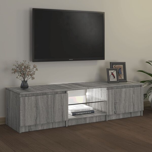 Szürke sonoma színű TV-szekrény LED-ekkel 140 x 40 x 36 cm