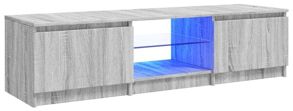 Szürke sonoma színű TV-szekrény LED-ekkel 140 x 40 x 36 cm