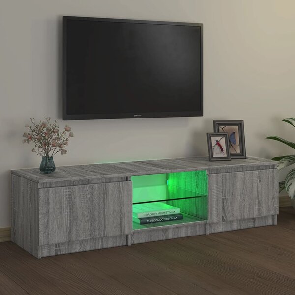 Szürke sonoma színű TV-szekrény LED-ekkel 140 x 40 x 36 cm