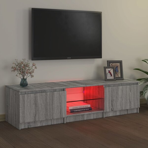 Szürke sonoma színű TV-szekrény LED-ekkel 140 x 40 x 36 cm