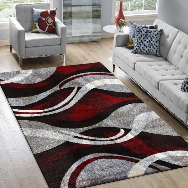 Eredeti szőnyeg absztrakt mintával, vörös-szürke színben Szélesség: 120 cm | Hossz: 170 cm
